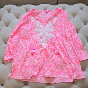 Lilly Pulitzer Pink and White Swim Coverup